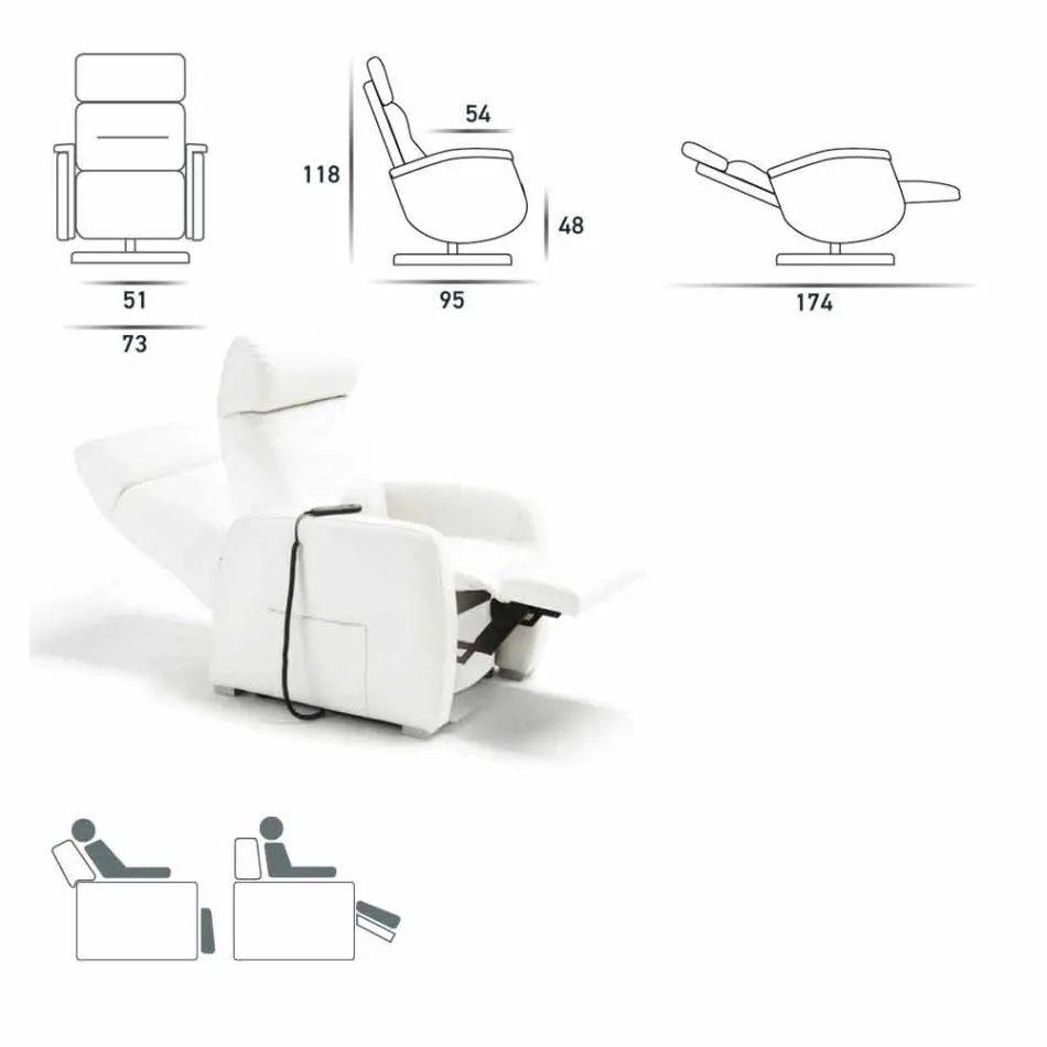 Kolltuk rrotullues Gemma me tapiceri pëlhure / lëkure / lëkure faux Viadurini