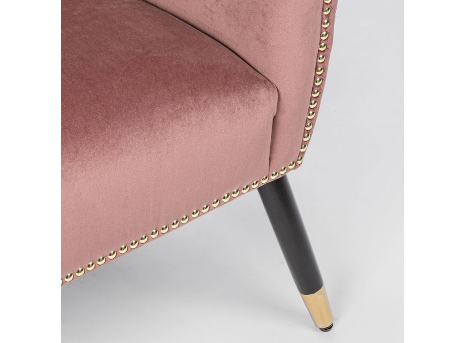 Kolltukë lounge me dizajn elegant me dru gome dhe kadife - Catty Viadurini
