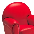 Kolltuk i dhomës së ndenjes i mbuluar me lëkurë me këmbë druri të prodhuara në Itali - Pegolo Viadurini