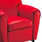 Kolltuk i dhomës së ndenjes i mbuluar me lëkurë me këmbë druri të prodhuara në Itali - Pegolo Viadurini