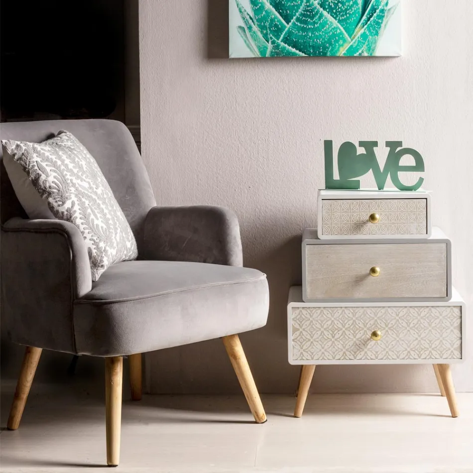 Kolltuku i dhomës së ndenjes me dizajn skandinav me efekt druri dhe kadife - Cinzio Viadurini