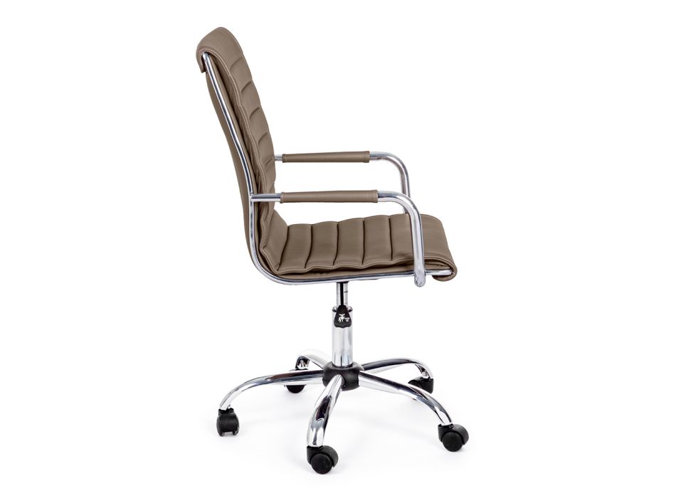 Kolltukë ergonomike zyre me krahë çeliku dhe lëkure imituese - Mantica Viadurini