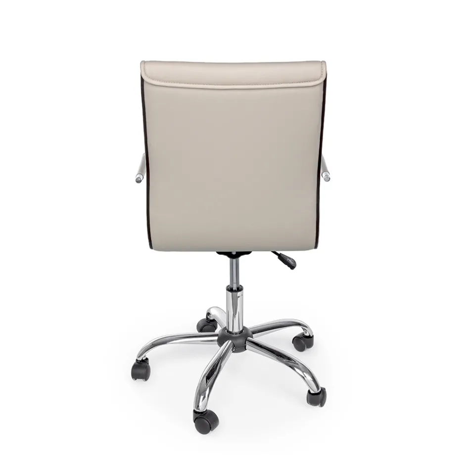 Kolltukë ergonomike zyre me krahë çeliku dhe lëkure imituese - Mantica Viadurini