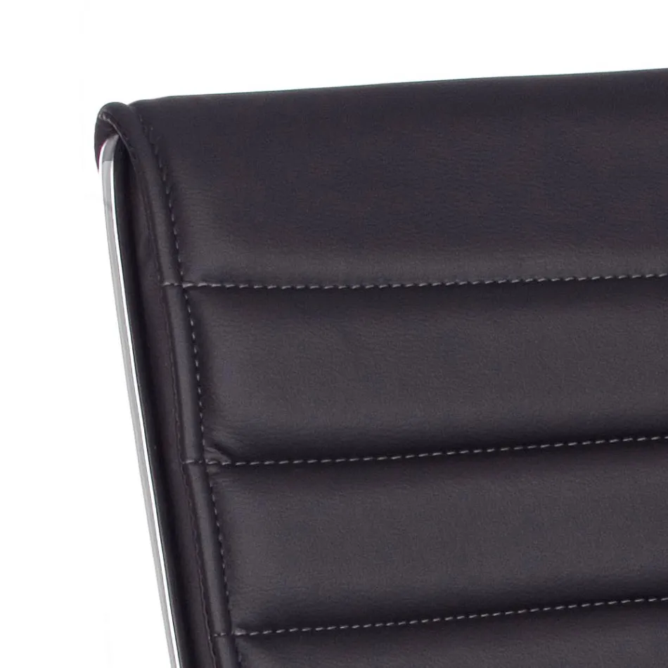 Kolltukë ergonomike zyre me krahë çeliku dhe lëkure imituese - Mantica Viadurini