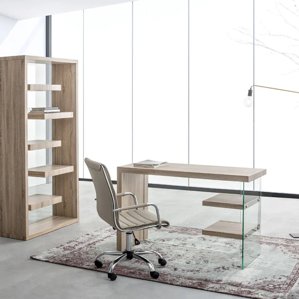 Kolltukë ergonomike zyre me krahë çeliku dhe lëkure imituese - Mantica Viadurini