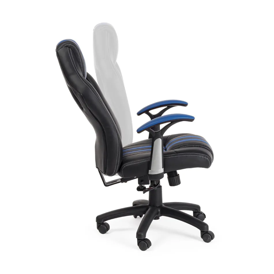 Kolltukë zyre e rrotullueshme e shtrirë në 2 ngjyra lëkure eko dhe najlon - Saronno Viadurini