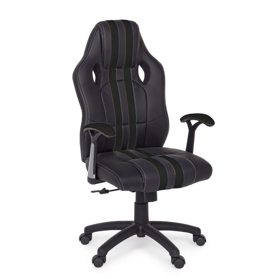 Kolltukë zyre e rrotullueshme e shtrirë në 2 ngjyra lëkure eko dhe najlon - Saronno Viadurini