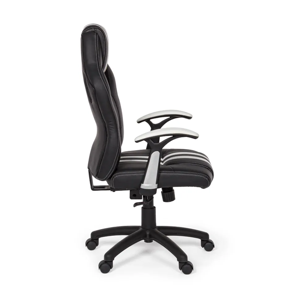 Kolltukë zyre e rrotullueshme e shtrirë në 2 ngjyra lëkure eko dhe najlon - Saronno Viadurini