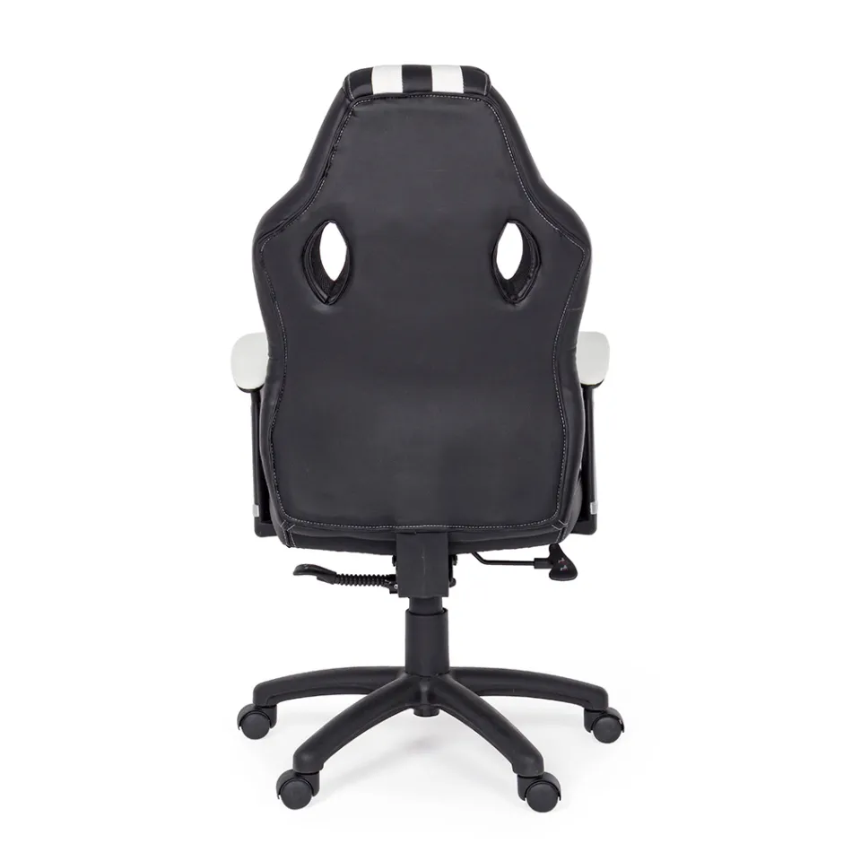 Kolltukë zyre e rrotullueshme e shtrirë në 2 ngjyra lëkure eko dhe najlon - Saronno Viadurini