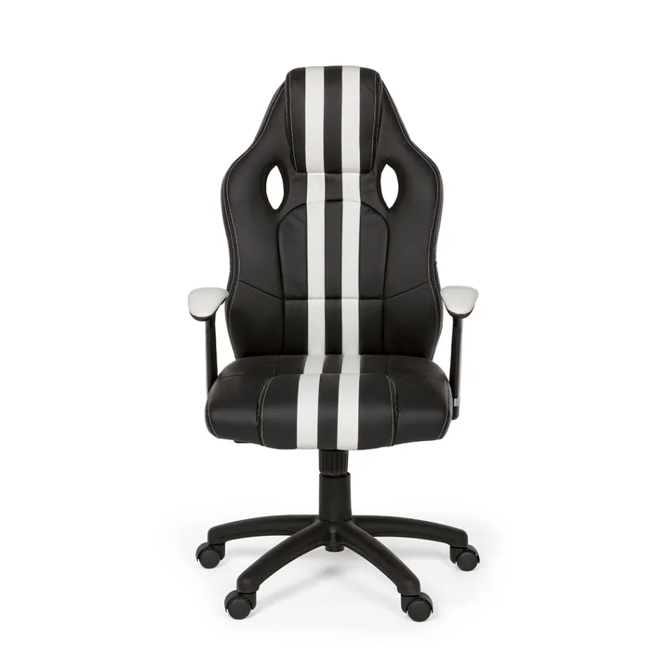 Kolltukë zyre e rrotullueshme e shtrirë në 2 ngjyra lëkure eko dhe najlon - Saronno Viadurini