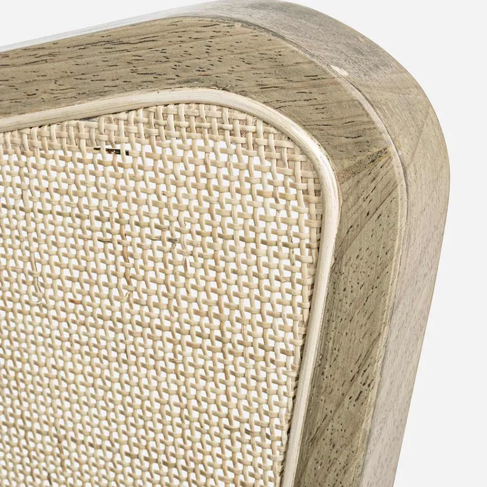 Kolltukë Vintage Dru me Mbështetëse krahësh prej bastun prej palme kacavjerrëse dhe poliestër - Ludovica Viadurini