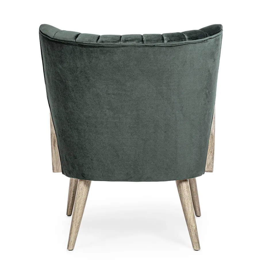 Kolltukë Vintage Dru me Mbështetëse krahësh prej bastun prej palme kacavjerrëse dhe poliestër - Ludovica Viadurini