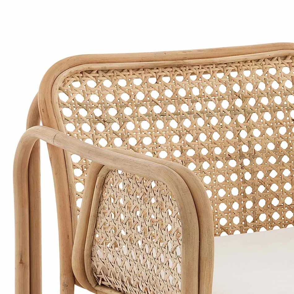 Kolltukë me bastun prej palme kacavjerrëse të jashtme dhe të brendshme dhe jastëkë prej pëlhure Saia - Voir Viadurini