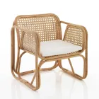 Kolltukë me bastun prej palme kacavjerrëse të jashtme dhe të brendshme dhe jastëkë prej pëlhure Saia - Voir Viadurini