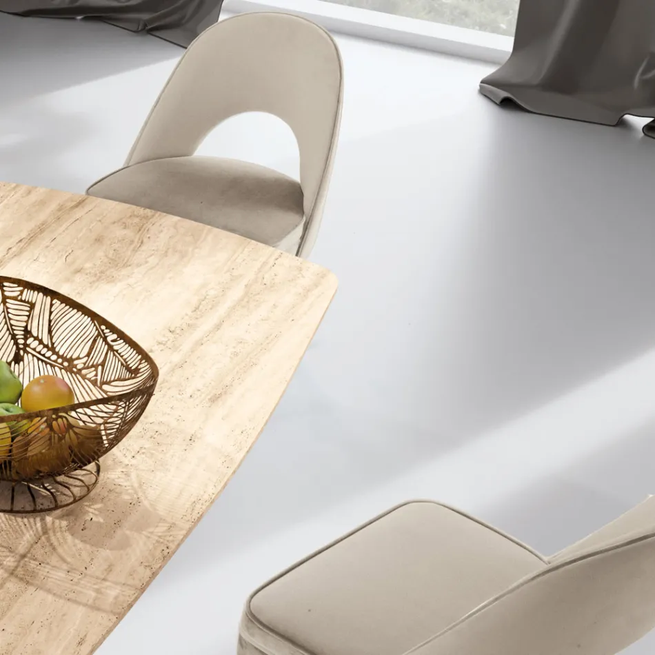 Kolltuku i dhomës së ndenjes në pëlhura të ndryshme me guaskë druri - Edgar Viadurini