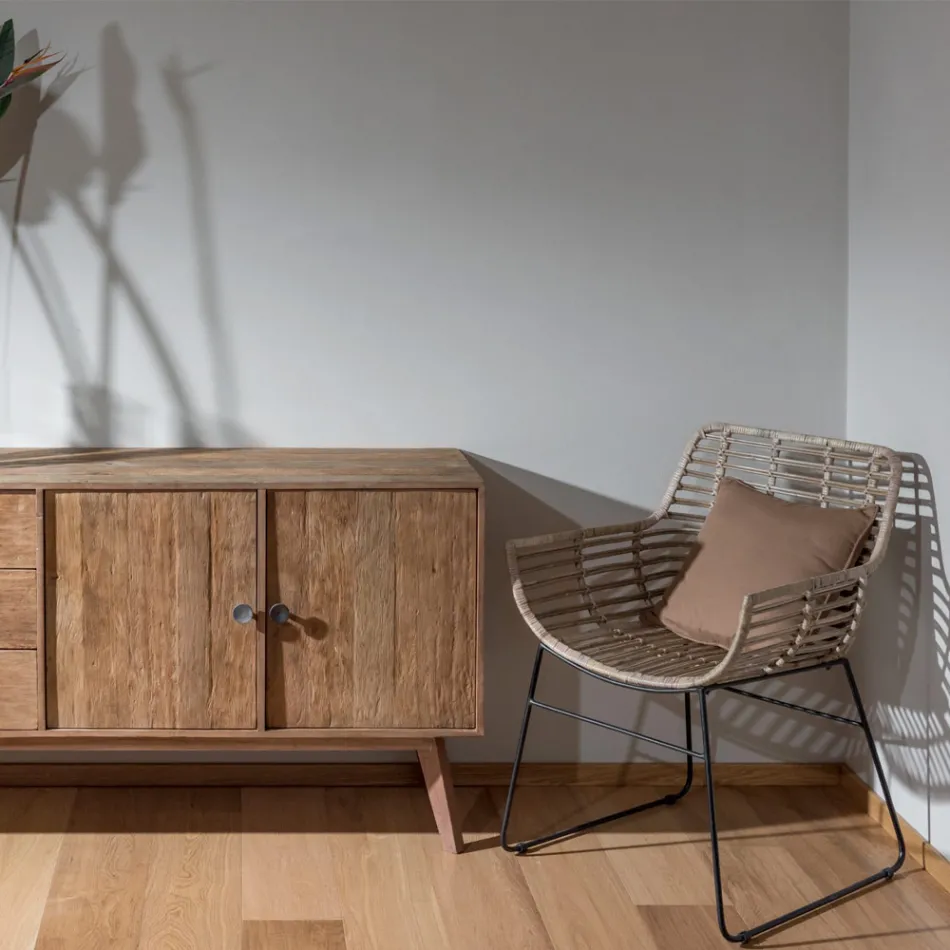 Kolltuku i dhomës së ndenjes në Kubù Rattan and Iron Structure - Slide Viadurini