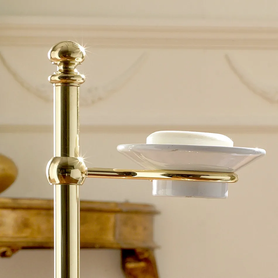 Mbajtëse peshqiri për dysheme me enë tunxh dhe sapun qeramike Vintage - Rouen Viadurini