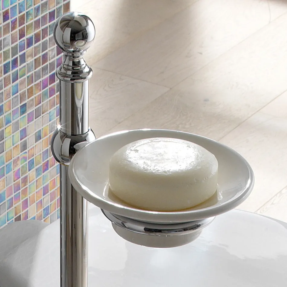 Mbajtëse peshqiri për dysheme me enë tunxh dhe sapun qeramike Vintage - Rouen Viadurini