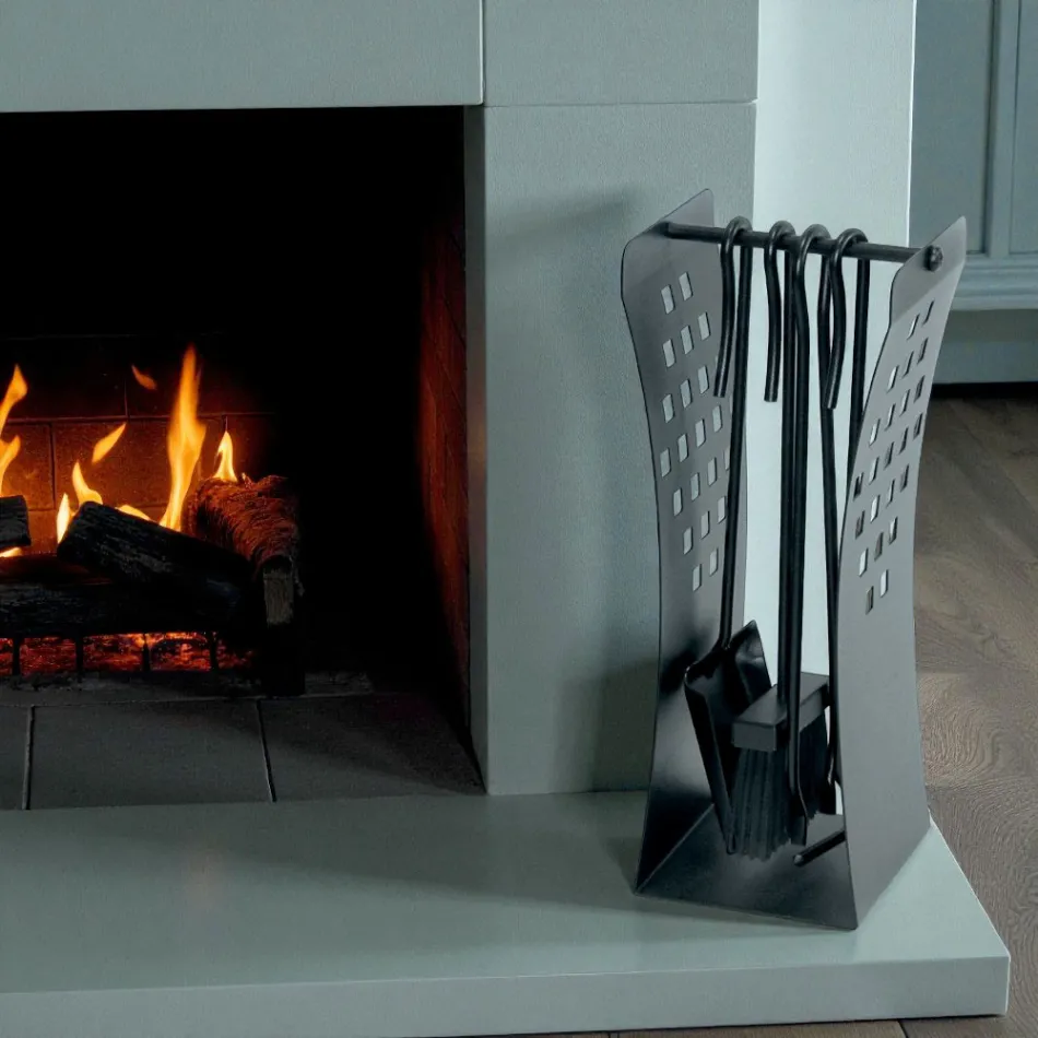 Mbajtëse veglash me linja moderne në metal dhe 4 vegla prodhimi italiane - Maiko Viadurini