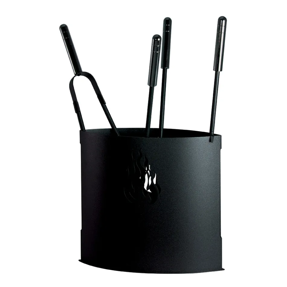 Mbajtëse veglash metalike për oxhak me 4 aksesorë Prodhuar në Itali - Canarino Viadurini