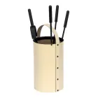 Mbajtëse mjetesh të rrumbullakëta prej lëkure artificiale me dorezë dhe 4 aksesorë Prodhuar në Itali - Pëllumb Viadurini