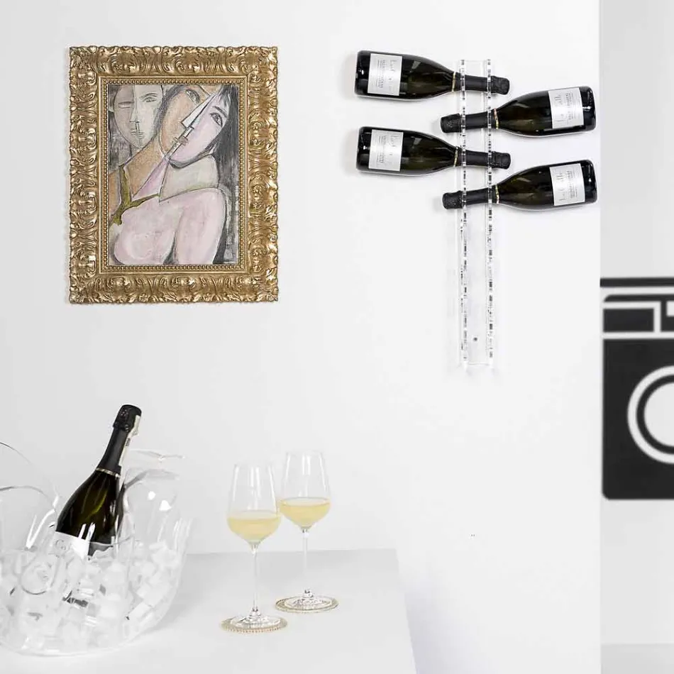 Mbajtës transparent i murit të shisheve Foshnja e vogël L6xH60xP11cm Viadurini