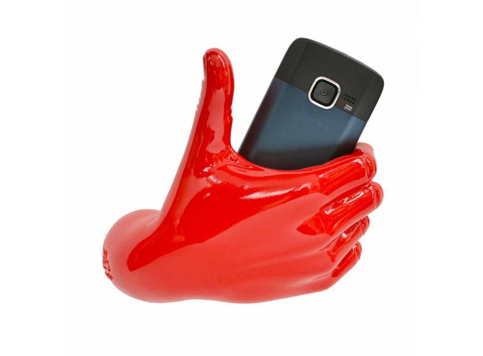 Mbajtës modern i telefonit celular në dorë rrëshirë i zbukuruar i prodhuar në Itali - Curia Viadurini