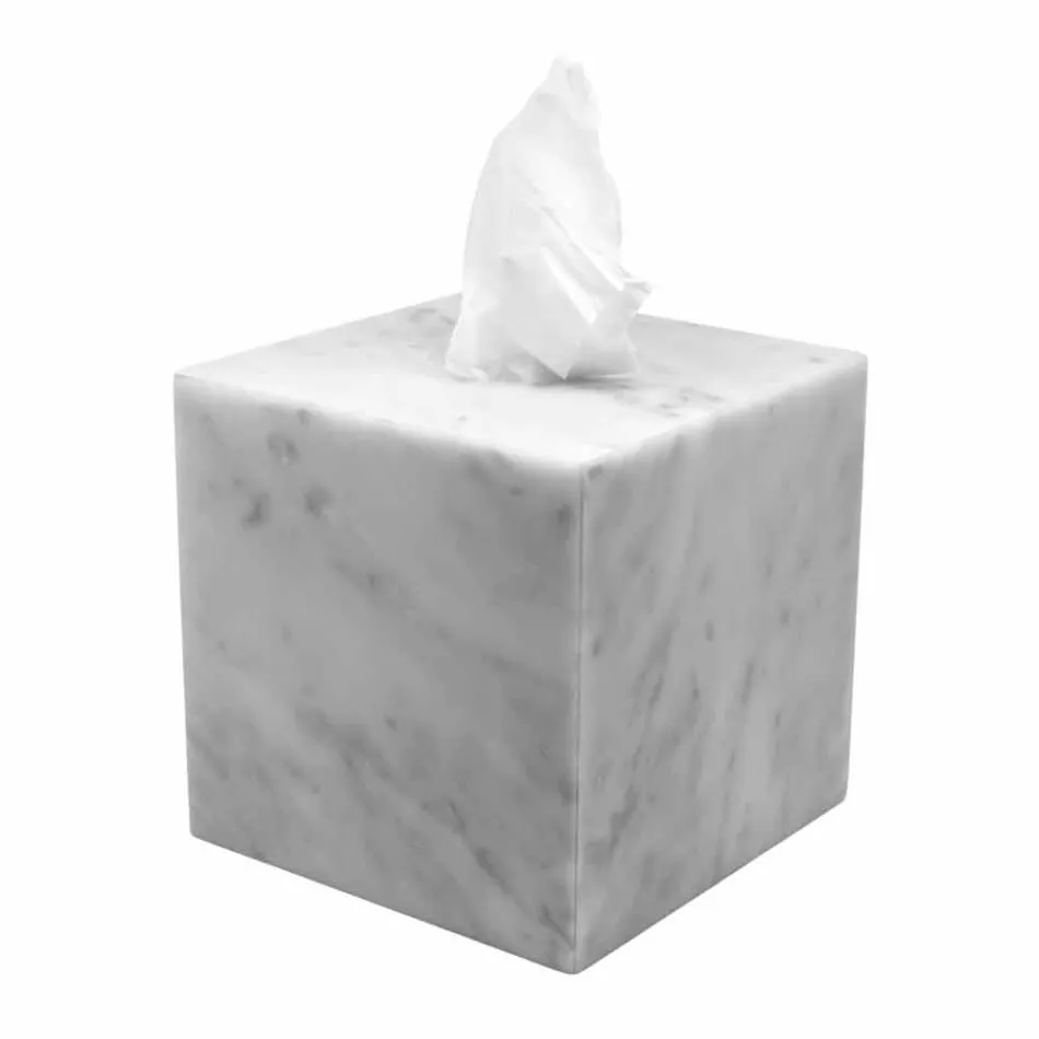 Mbajtësi modern i shami në mermer të bardhë Carrara i bërë në Itali - Rafa Viadurini