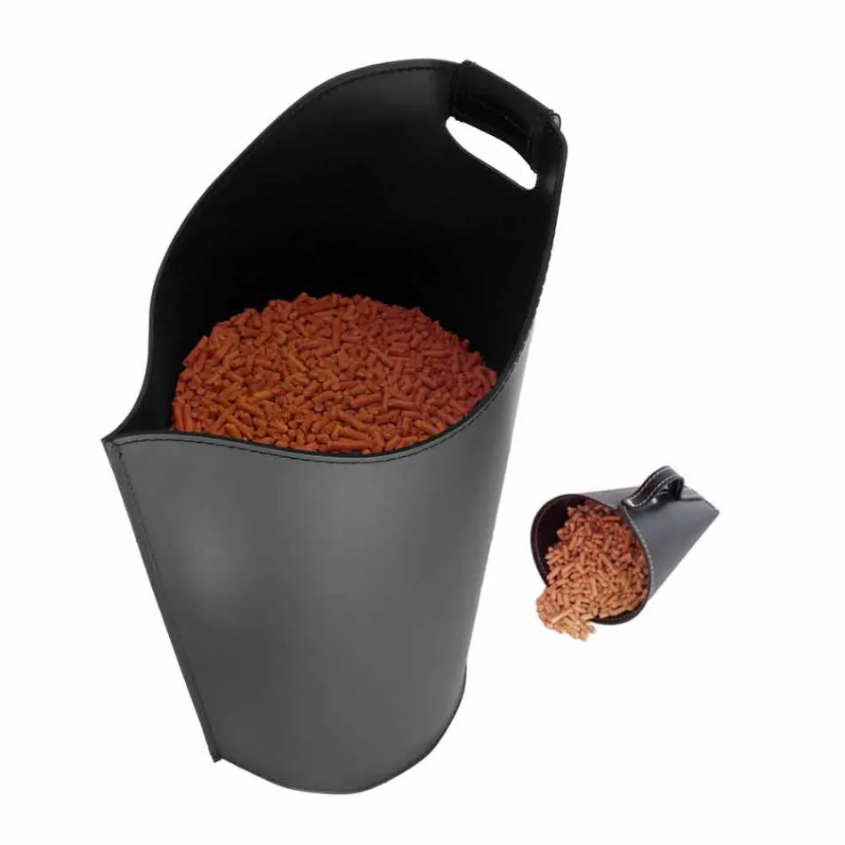 Mbajtës i peletit me sessir të brendshëm në lëkurë të zezë të dizajnit Sapir Viadurini