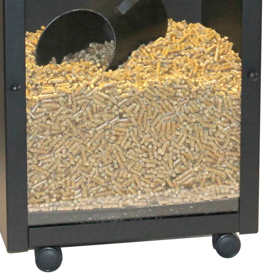 Mbajtëse peleti në çelik të lyer me ngjyrë të zezë me pleksiglas Prodhim në Itali - Pellicano Viadurini