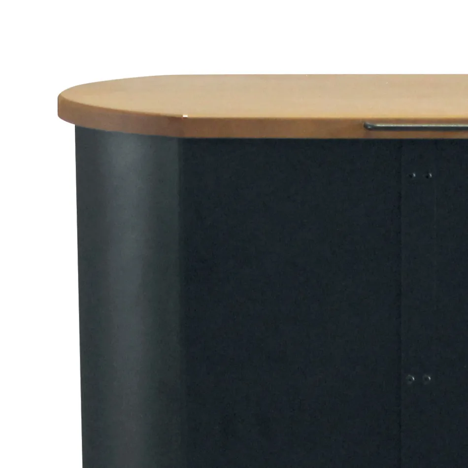 Mbajtëse peleti metalik me rrota dhe kapak druri Prodhuar në Itali - Bisonte Viadurini