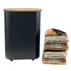 Mbajtëse peleti metalik me rrota dhe kapak druri Prodhuar në Itali - Bisonte Viadurini