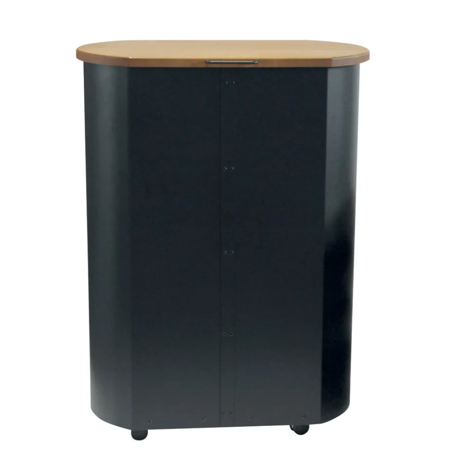 Mbajtëse peleti metalik me rrota dhe kapak druri Prodhuar në Itali - Bisonte Viadurini