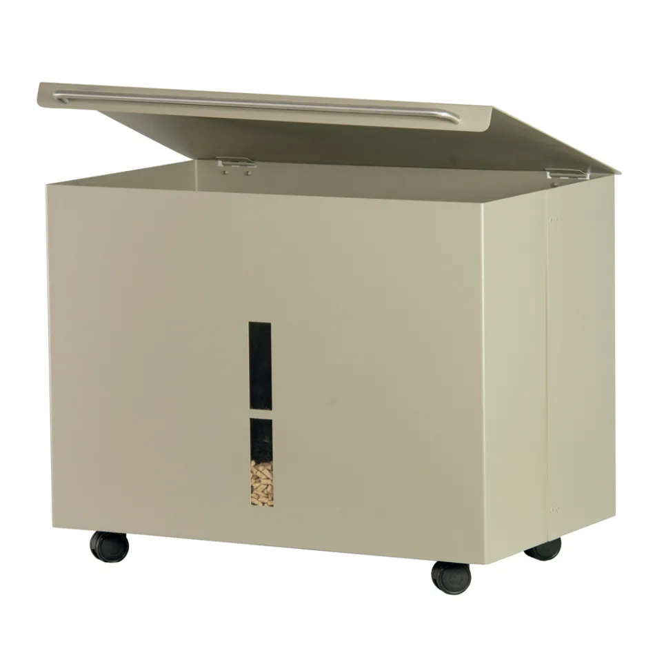 Mbajtëse peleti metalik me rrota dhe kapak Prodhuar në Itali - Gazza Viadurini