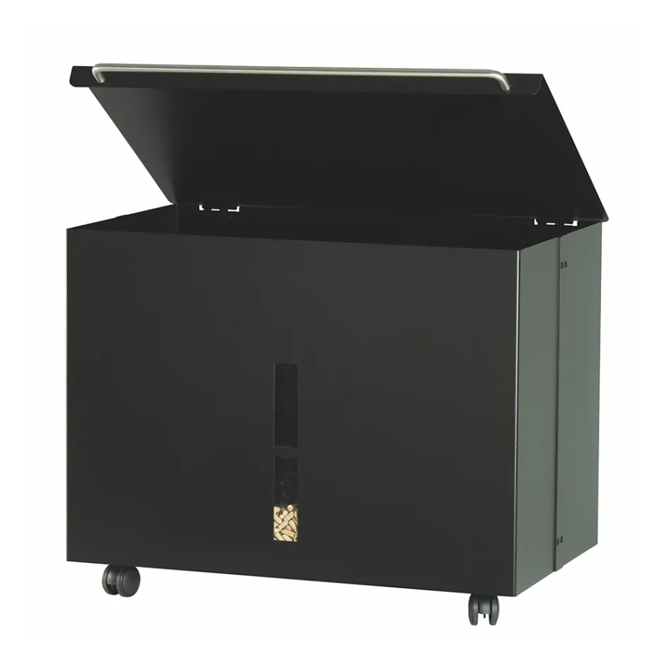 Mbajtëse peleti metalik me rrota dhe kapak Prodhuar në Itali - Gazza Viadurini