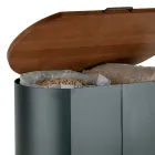 Mbajtëse peleti ovale në metal të zi dhe kapak druri Prodhuar në Itali - Bisonte Viadurini