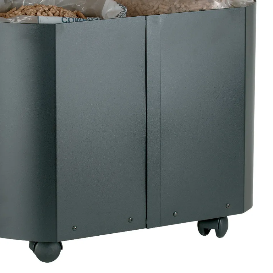 Mbajtëse peleti ovale në metal të zi dhe kapak druri Prodhuar në Itali - Bisonte Viadurini