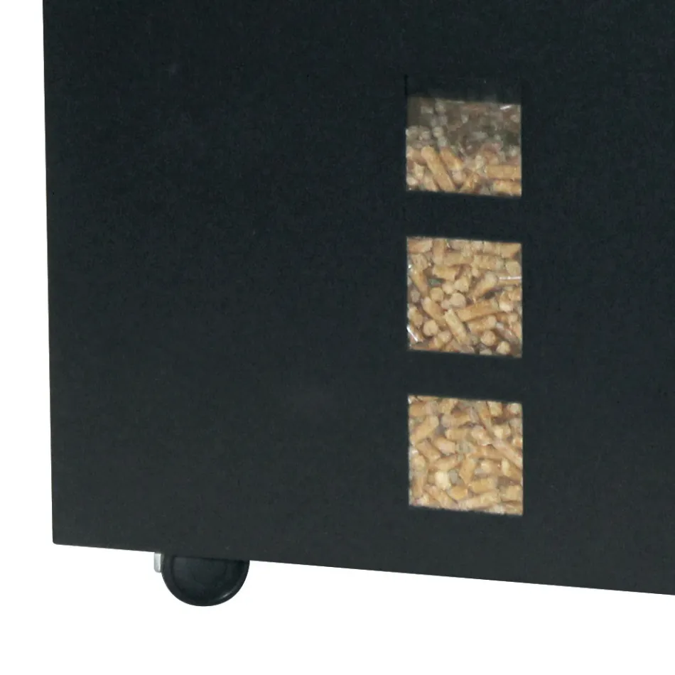 Mbajtëse peleti katror në çelik dhe rrota të lyera me ngjyrë të zezë Prodhuar në Itali - Parrot Viadurini