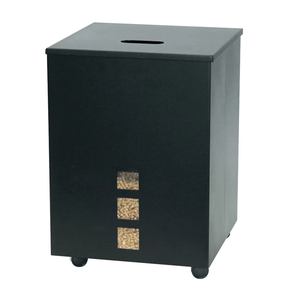 Mbajtëse peleti katror në çelik dhe rrota të lyera me ngjyrë të zezë Prodhuar në Itali - Parrot Viadurini