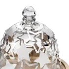 Mbajtës i ëmbëlsirës Bell në Dru dhe Xham me Yje Metal Argjendi - Ilenia Viadurini