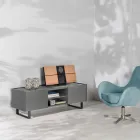 Mbajtëse televizori me majë qeramike me efekt mermeri me 2 dyer dhe 2 ndarje të hapura - Clak Viadurini