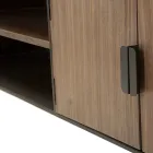 Stenda TV dhomen e ndenjes me dru bredhi dhe hekur gri me 2 dyer - Cooper Viadurini