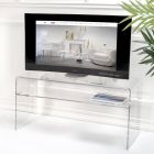 Stenda TV të dhomës së ndenjes me pleksiglas transparent, Prodhuar në Itali - Giuliette Viadurini