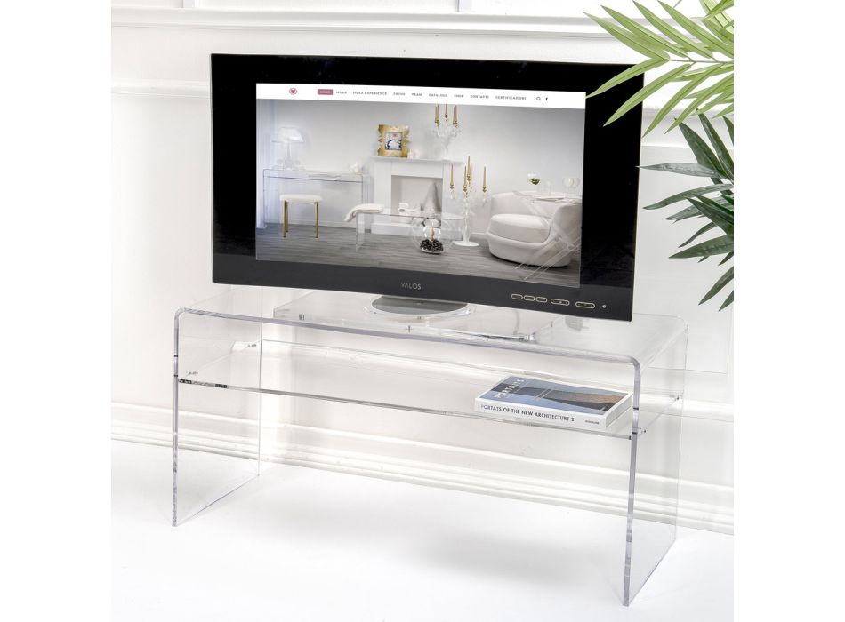 Stenda TV të dhomës së ndenjes me pleksiglas transparent, Prodhuar në Itali - Giuliette Viadurini