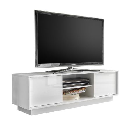 Stenda TV në dru të bardhë të laminuar me ndarje të hapur Prodhuar në Itali - Kimbo Viadurini