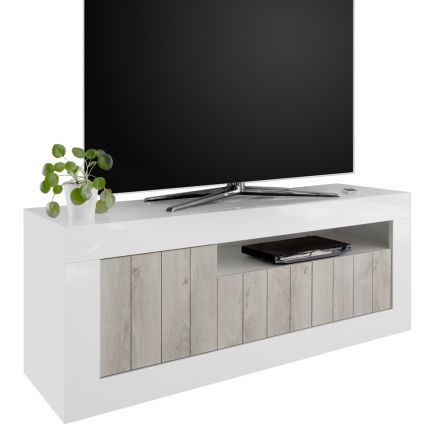 Stenda TV me dru të laminuar me ndarje të hapur dhe 3 dyer Prodhuar në Itali - Cinzia Viadurini