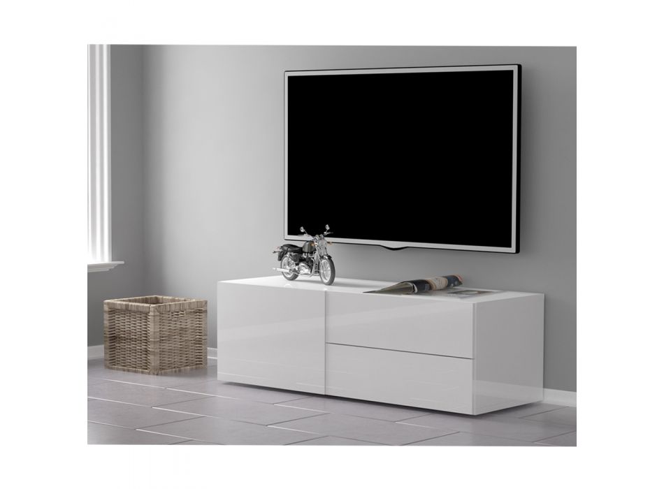 Dhomë ndenjjeje për televizorin Dru i bardhë ose dizajn antracit me shkëlqim 2 madhësi - Yolanda Viadurini