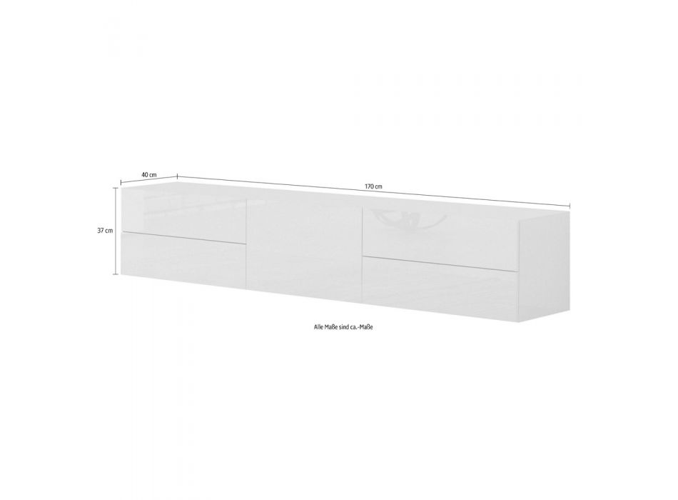 Dhomë ndenjjeje për televizorin Dru i bardhë ose dizajn antracit me shkëlqim 2 madhësi - Yolanda Viadurini