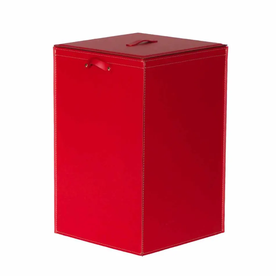 Shporta rrobash lëkure me bazën katrore David, të bërë në Itali Viadurini