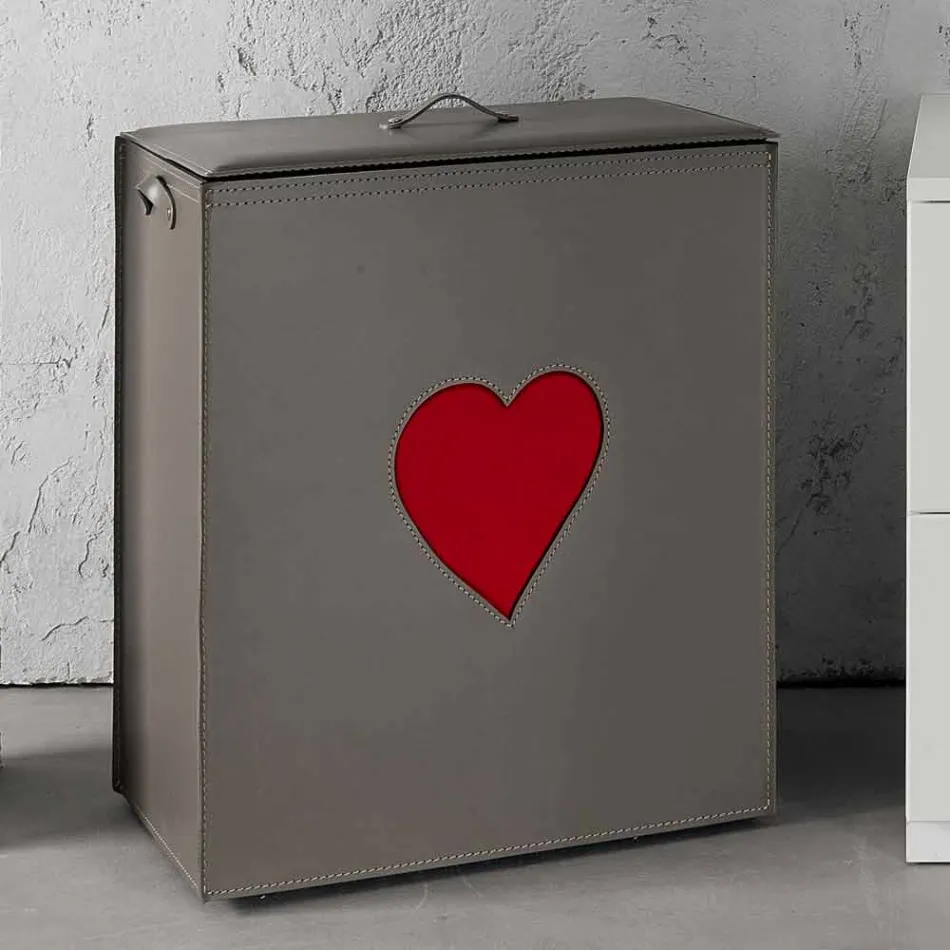 Shporta bashkëkohore e lavanderi prej lëkure e bërë në Itali Adele, futje zemre Viadurini